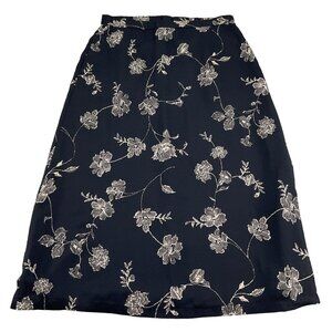 Pendleton Skirt Women 12‎ 30Wx31L Black Beige Floral A-Line Lightweight